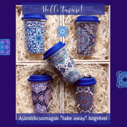 Azulejo -spanyol mintás take away pohár szilikon tetővel
