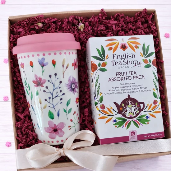 Tavaszi mező - bio teaválogatás és hordozható porcelán pohár