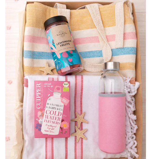 Vakáció 2. - csíkos strandtáskával, rózsa csíkos strandtörölközővel