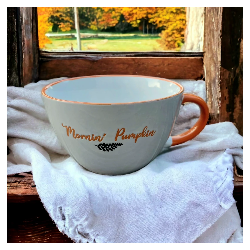 Őszi teázós, nagy bögre: good mornin' pumpkin